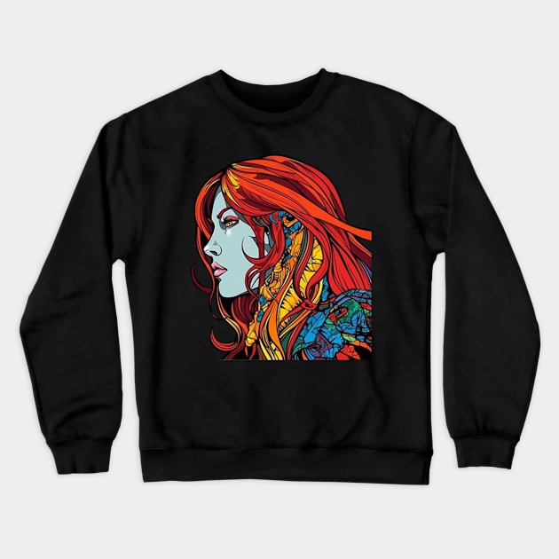 Red Sonja Profile Graffiti Streetwear Crewneck Sweatshirt by ForbiddenGeek